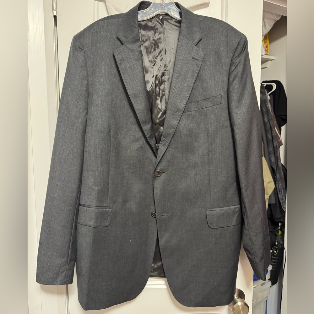 ❌SOLD❌ ERMENEGILDO ZEGNA Men’s Wool Slim Fit Charcoal Single Breasted Blazer 44L - Picture 10 of 14